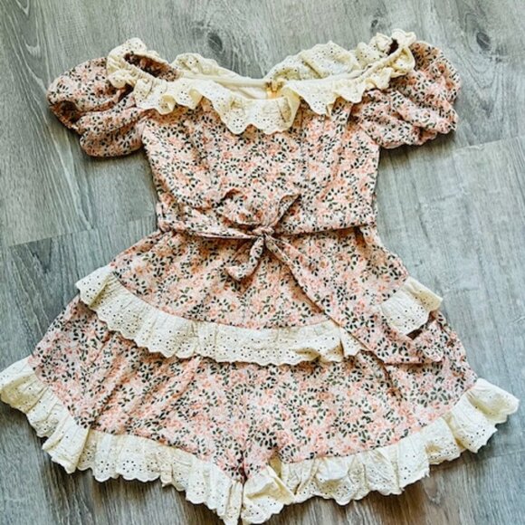 Angel Biba Ruffle Floral Romper Size small - Picture 1 of 4